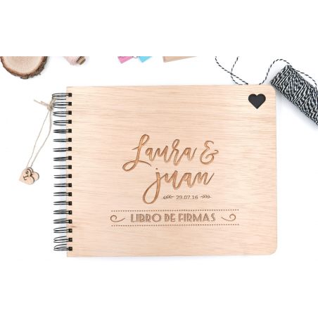 Libro de firmas personalizado de madera