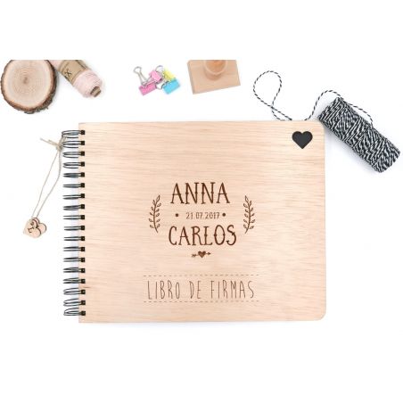 Libro de firmas de madera para bodas - Modelo wood