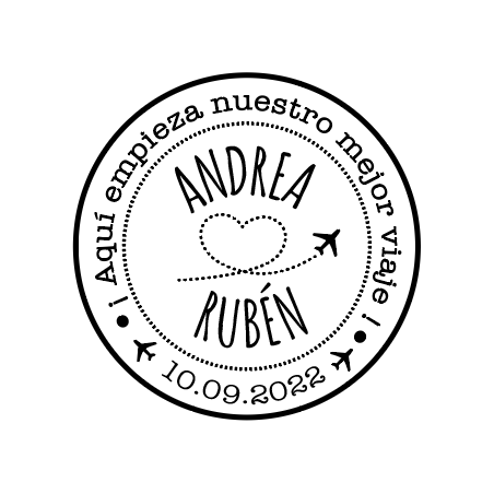Sello de madera modelo "Andrea y Rubén"