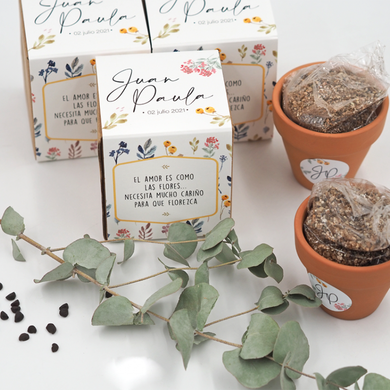 Kit de semillas modelo floral para regalar en bodas y celebraciones