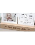 Bases de madera con mensaje personalizado